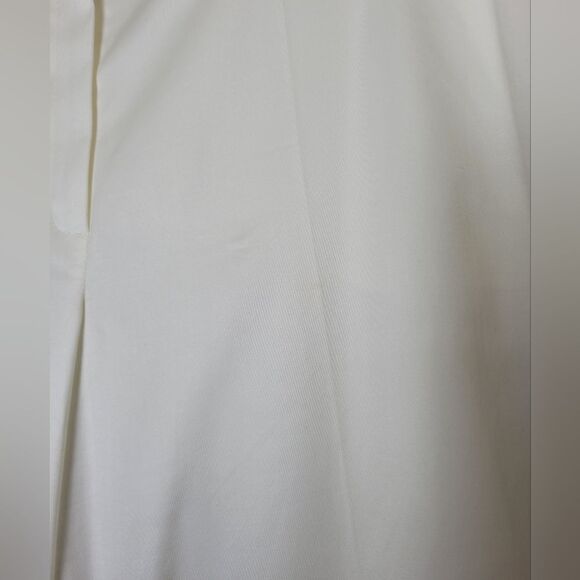Rena Lange Designer Cream Front Pleat Dress Pants Cotton High Waist Size 12 - Picture 4 of 9
